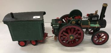 Two scratch built wooden and metal embellished 10-ton traction engines, models, one with driver,