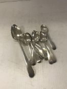 A set of six Victorian silver fiddle pattern teaspoons (London 1887 by George Maudsley Jackson for