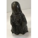 A Japanese bronze figure of Fukurokuju, the hooded deity,