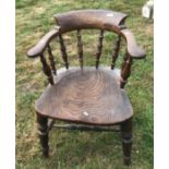 A 19th Century oak smoker's bow chair