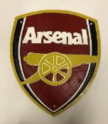 A modern painted cast iron sign inscribed "Arsenal",