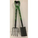 A Green Blade carbon steel border fork and spade