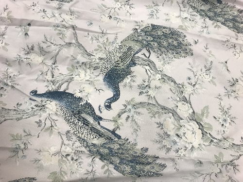 Two pairs of Laura Ashley "Peacock" design lined curtains with taped pencil pleat headings and - Image 2 of 2