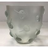 A Lalique 'Pivoines' pattern vase in pale green,