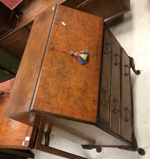 A modern oak nest of three occasional tables, a mahogany pot cupboard, fabric covered fire screen, - Image 7 of 8