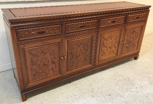 A modern Chinese cherry wood D end dining table with two extra leaves, 244 cm x 112 cm max, - Image 3 of 3