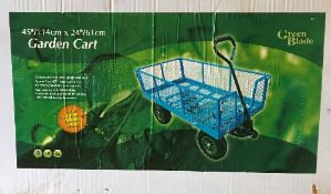 A 45" garden cart of heavy gauge steel mesh construction