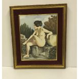 P CRUISE "Nude Seated on Rocks by Water's Edge", watercolour heightened with body colour,