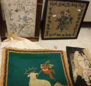 A 19th Century Chinese silk work study of “Finches Amongst Blossoming Branches” and other various