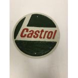 A modern painted cast iron sign inscribed "Castrol", approx 25.
