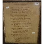 A silk work poem “On Providence” by Mary Rising 1832 CONDITION REPORTS Has several