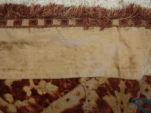 A 19th Century velvet red and gold tablecloth with tasselled edge and bird and foliate decoration - Image 6 of 16