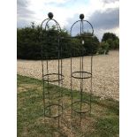 A pair of modern plant obelisks,