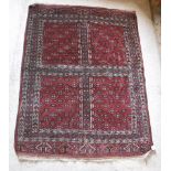 A Hatchilli Bokhara rug with four repeating panels,