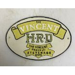 A modern painted cast metal sign "The Vincent HRD",