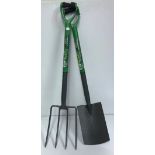 A Green Blade carbon steel digging fork and spade