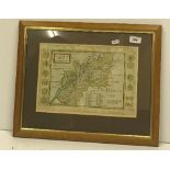 AFTER HERMANN MOLL "Glocestershire", a later coloured black and white engraved map,