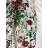 Two pairs of Colefax & Fowler glazed cotton floral decorated interlined curtains with taped pencil