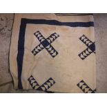 A vintage American quilt with blue and cream design CONDITION REPORTS 203cm long