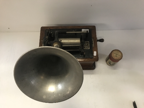 An Edison standard phonograph, oak cased, circa 1905 with aluminum horn, - Image 2 of 7