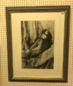 AFTER MARK CLARK "Nude Recumbent From Behind", black and white engraving, limited edition No'd.