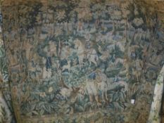 Two Belgian style tapestries, one bearing "Point de Loiselles" label to back,