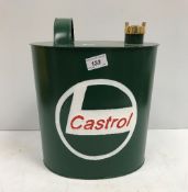 A set of five modern painted metal oil type cans "Castrol", smallest 20 cm high,