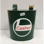A set of five modern painted metal oil type cans "Castrol", smallest 20 cm high,