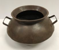 A vintage style steel two-handled handi/pot 37 cm diam