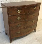 A 19th Century mahogany bow fronted chest of two short over three long graduated drawers on splayed