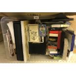A box containing various playing cards and stamp collecting ephemera and 28 volumes Hortus Magazine