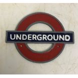 A modern painted cast metal sign "Underground", 20.