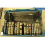A box of various tooled and gilded leather bound books including MAXWELL "Life of Wellington",