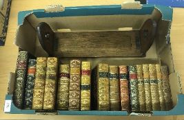 A box of various tooled and gilded leather bound books including MAXWELL "Life of Wellington",