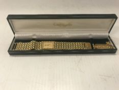 A ladies Longines quartz gold plated cased wristwatch with fancy link bracelet together with the