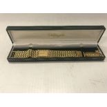 A ladies Longines quartz gold plated cased wristwatch with fancy link bracelet together with the