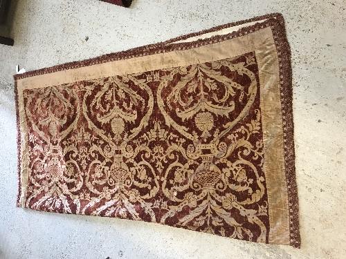 A 19th Century velvet red and gold tablecloth with tasselled edge and bird and foliate decoration - Image 15 of 16