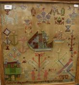 A late Victorian needlework sampler inscribed "Kate Williams Brynawran August 22 1881 Year"