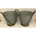 A pair of oyster / olive style buckets,