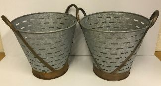 A pair of oyster / olive style buckets,