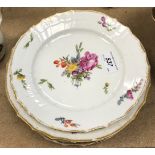 A collection of Copenhagen dinner wares with floral and gilt decoration comprising six plates, 23.