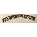 A small painted cast metal "Flying Scotsman" name plate (reproduction) 72 cm wide