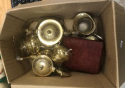 An Aynsley suite of lidded vases, small vase and pin dish with beige ground and fruit decoration,