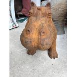 A large modern cast iron figure of a Hippo,