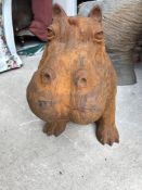 A large modern cast iron figure of a Hippo,