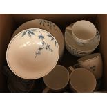 A box containing an Interiors Oriental Floral china part dinner set,