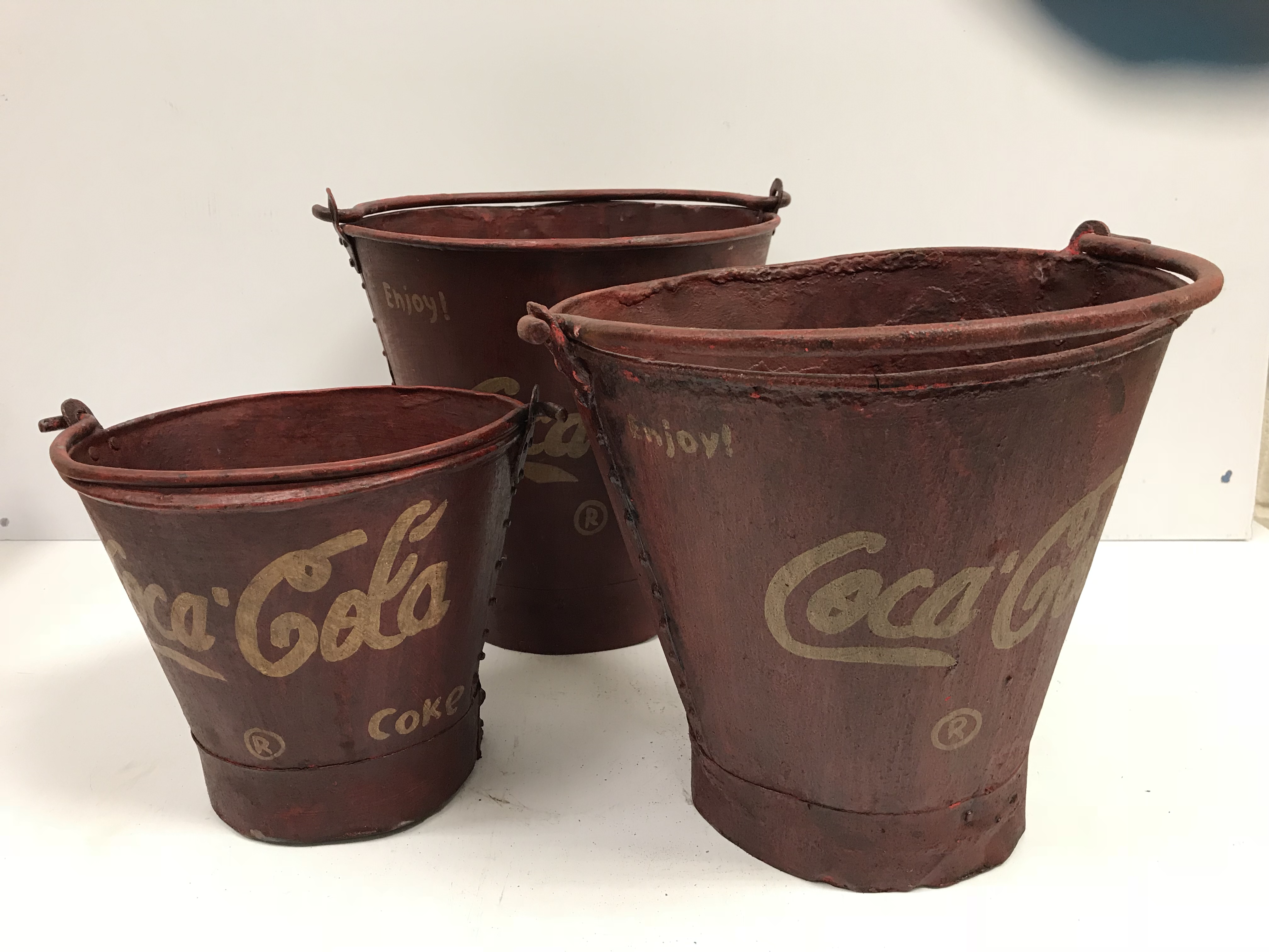 Three vintage style studded metal bucket - Image 2 of 2