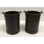 Two vintage style studded metal cylindrical buckets