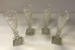 A set of eight hobnail cut glass ale flu