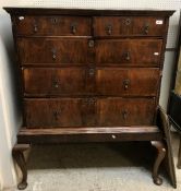 An 18th Century walnut chest on stand, t